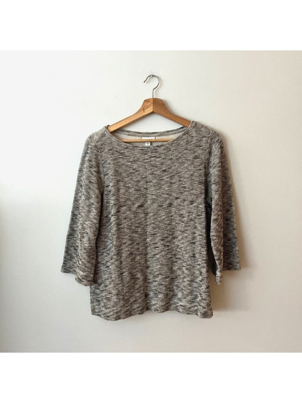 J. Jill Pure Jill Marble Textured Black and White 3/4 Sleeve Sweater Women's M